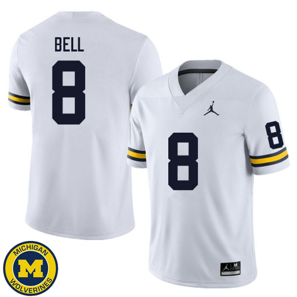 Men's Michigan Wolverines #8 Ronnie Bell White University Football Jersey